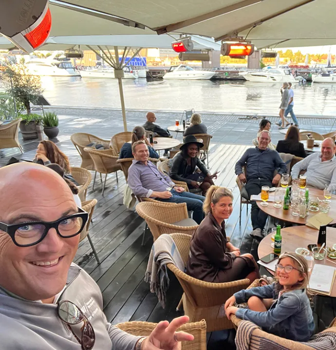 Marc Mitchell in Denmark with friends and family