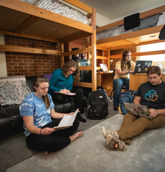 UNI students studying in the dorms
