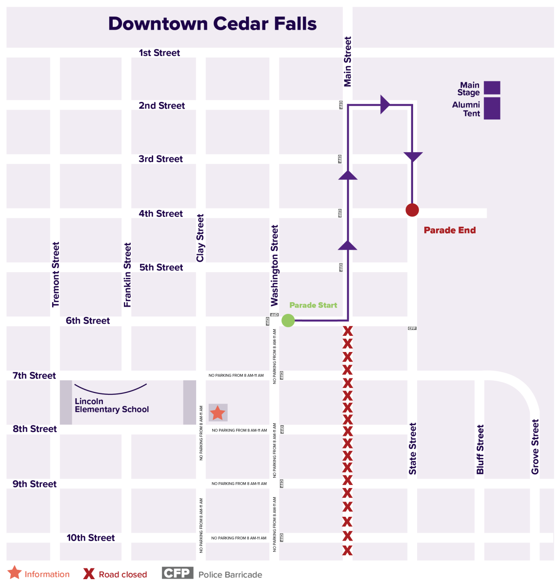 UNI Homecoming Parade route