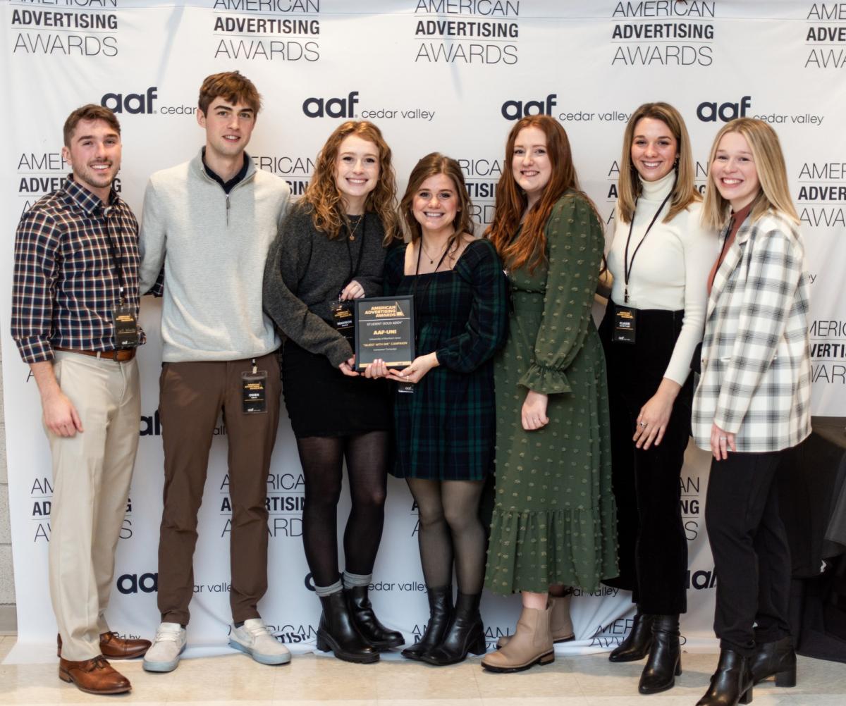Advertising students with their ADDY award