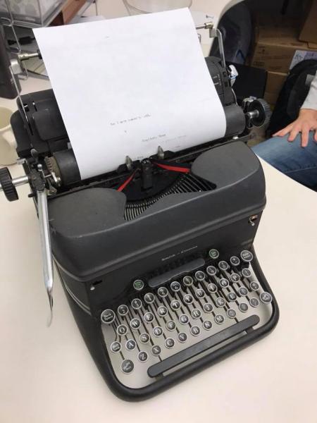 Typewriter that he found in the Czech Village. 