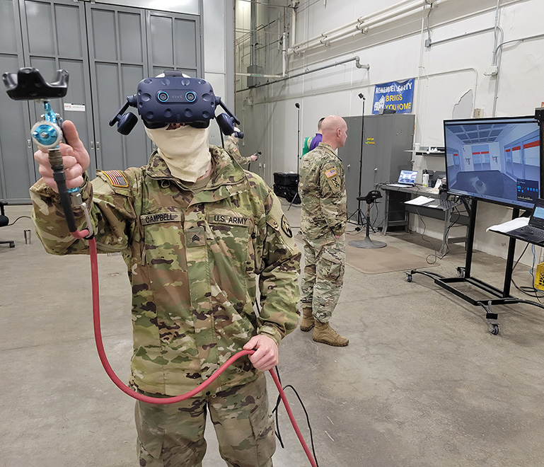 U.S. Army member using the VirtualPaint program
