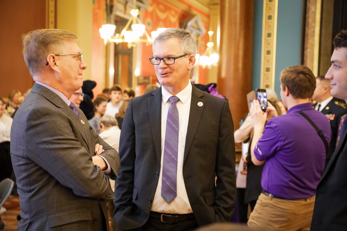 President Mark Nook with Eric Giddens at UNI Day at the Capitol