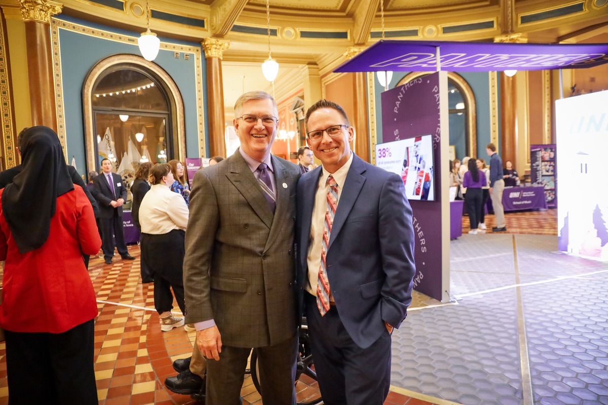 President Mark Nook poses for photos at UNI Day at the Capitol