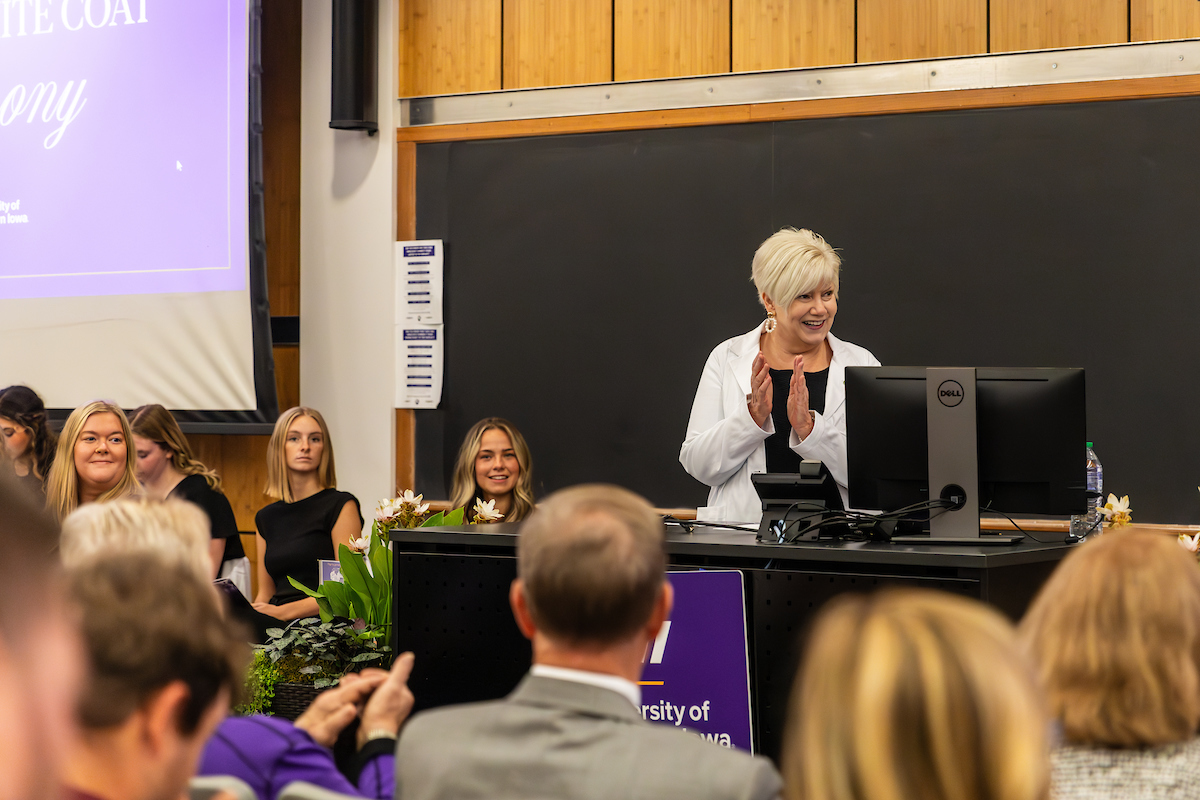 Nancy Kertz at UNI's White Coat Ceremony