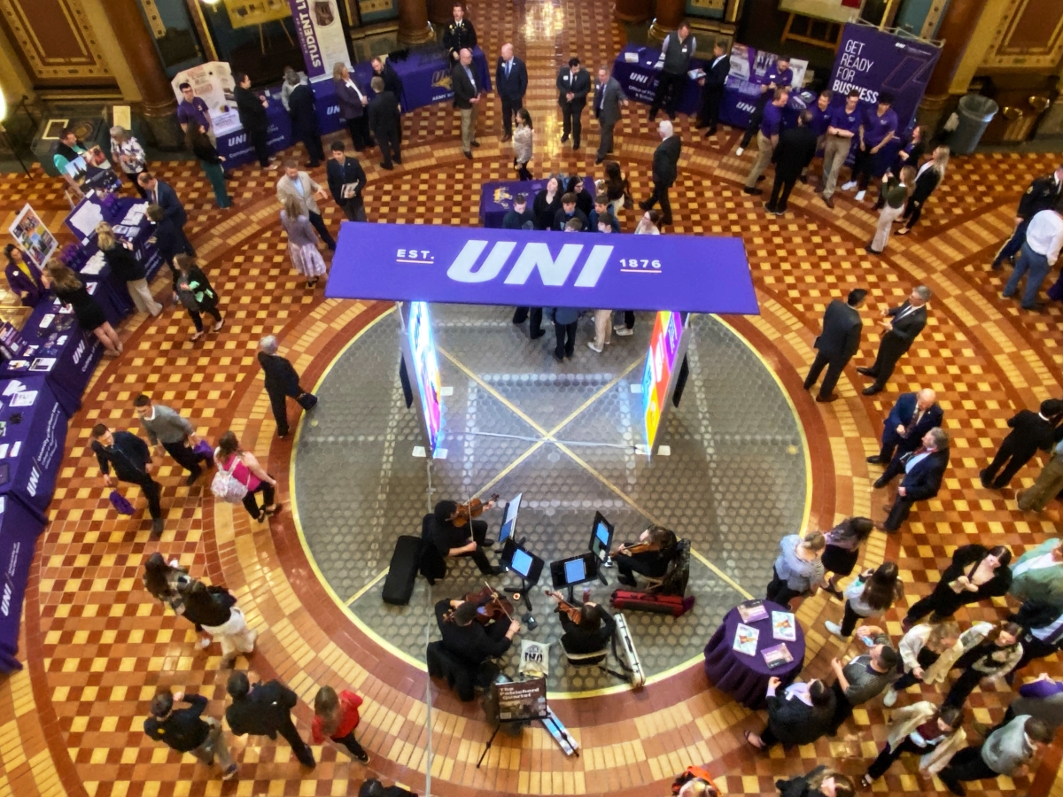 Aerial view of UNI Day at the Capitol setup