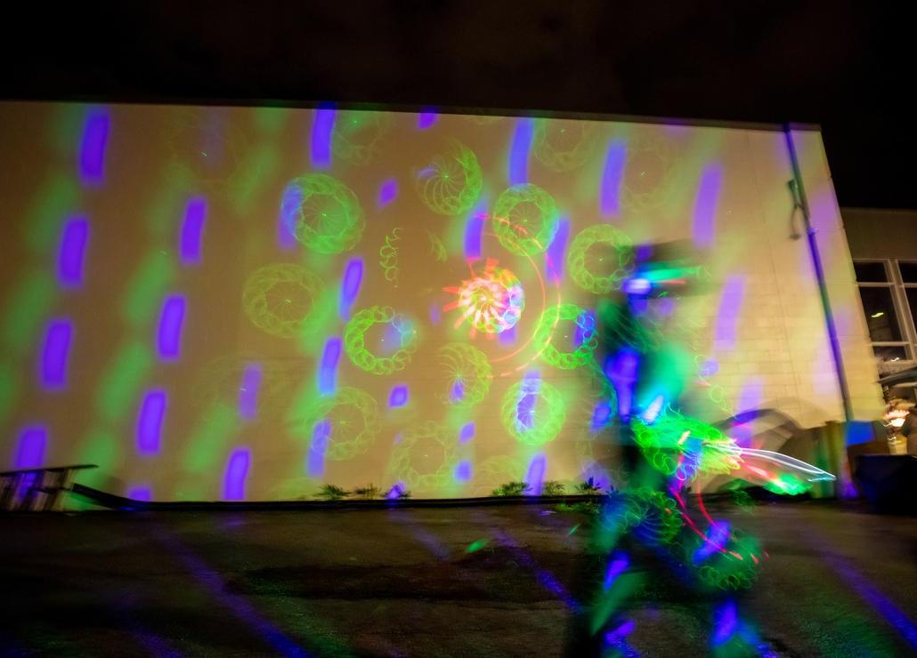 An art exhibit at the Cedar Valley Illuminate Arts and Light Festival