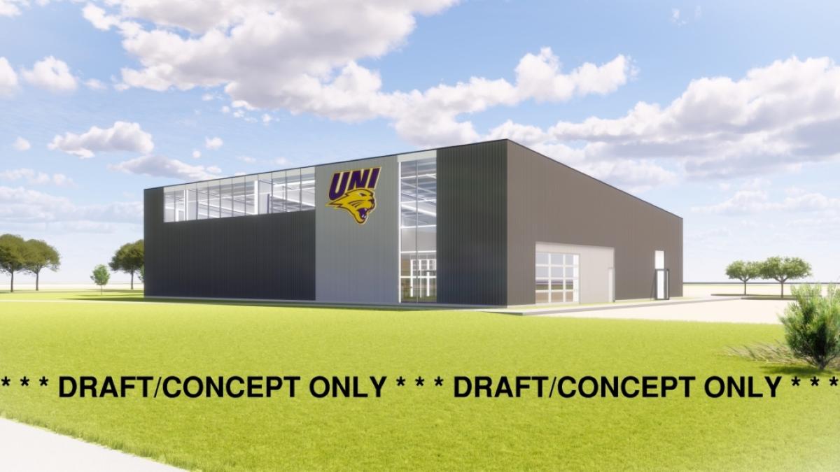 Conceptual rendering of exterior of wrestling training facility