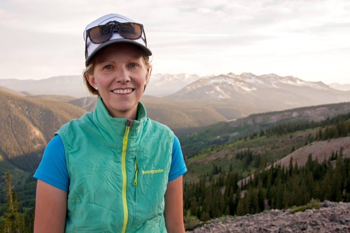 Hannah Lang with the mountains behind her