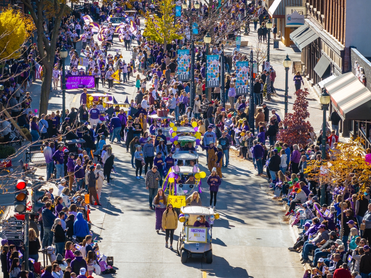 UNI Homecoming Parade in downtown Cedar Falls