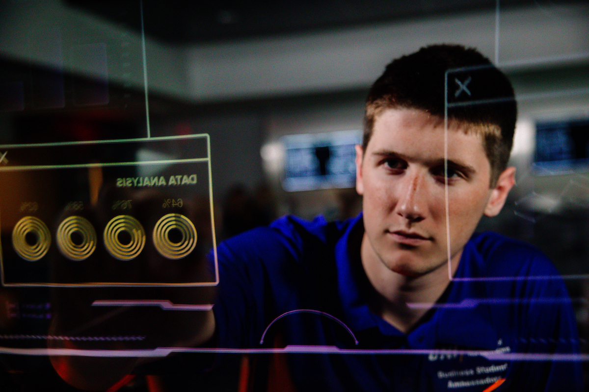 Student conducting data analysis