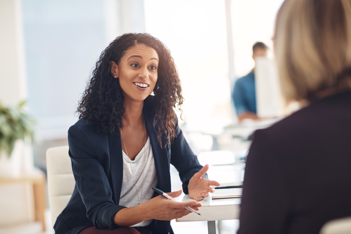 Woman being interviewed for job