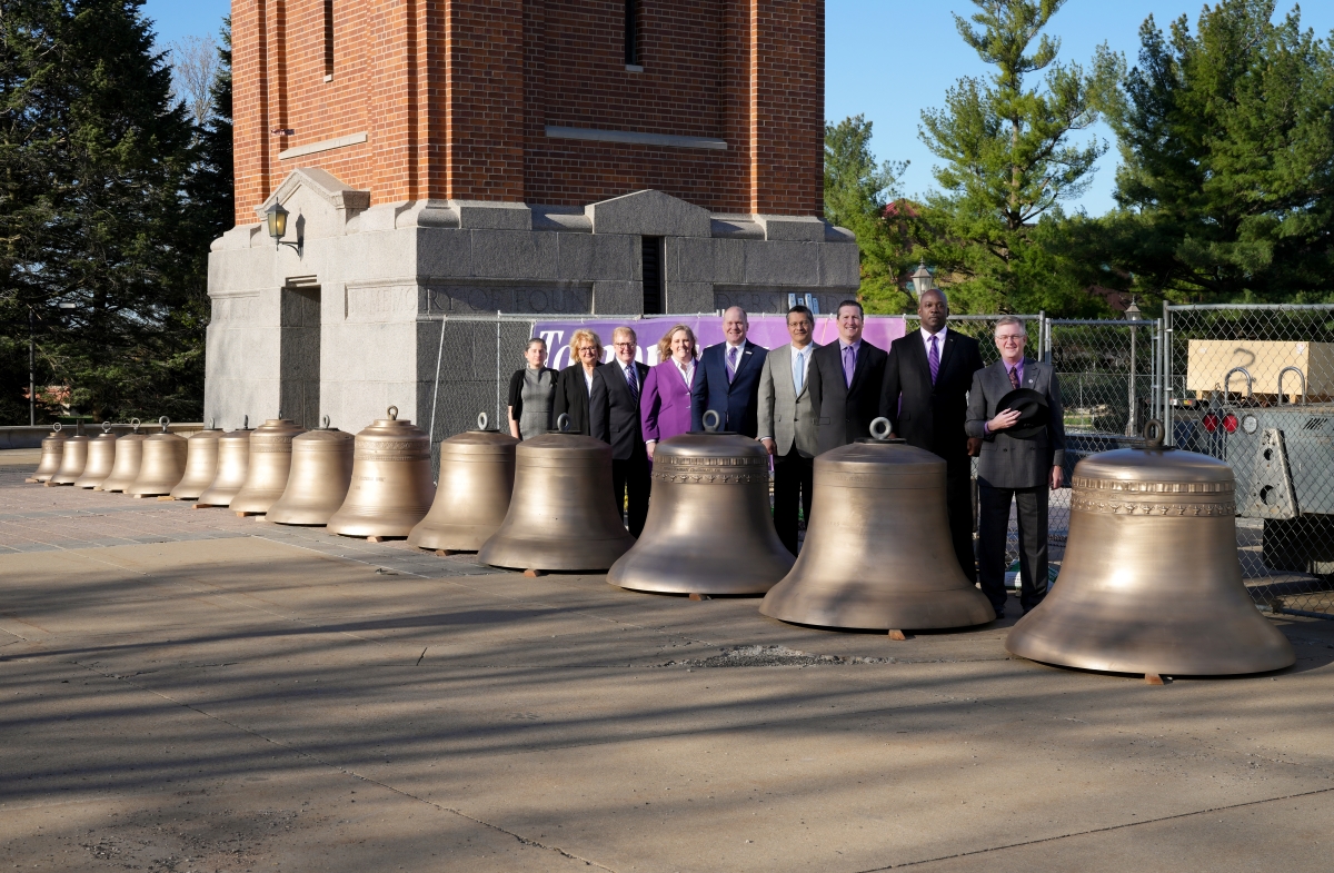 UNI leadership with carillon bells