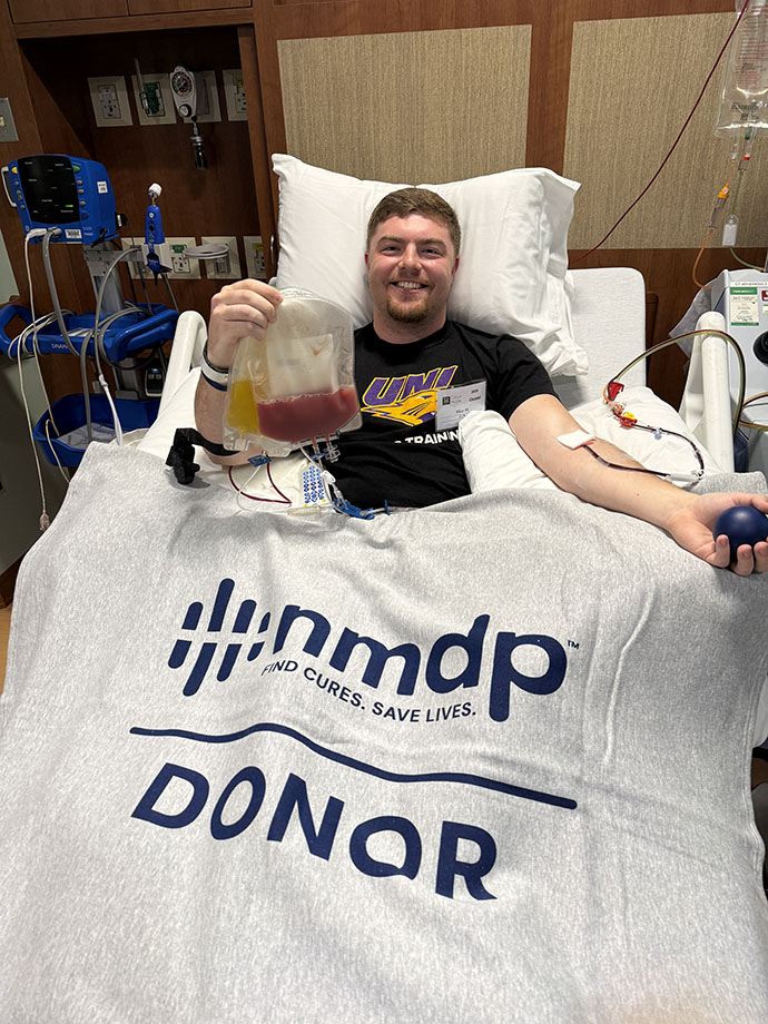 Max Mullis after donating stem cells to a leukemia patient. 