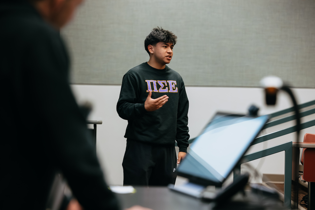 Business student giving a presentation 