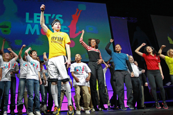 Students lead Michelle Obama in the Interlude