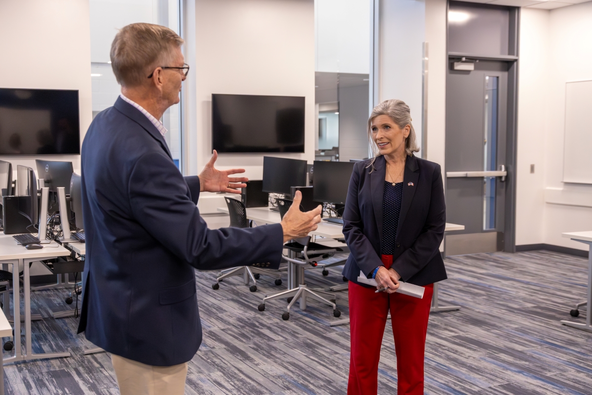 President Nook talking to Sen. Joni Ernst