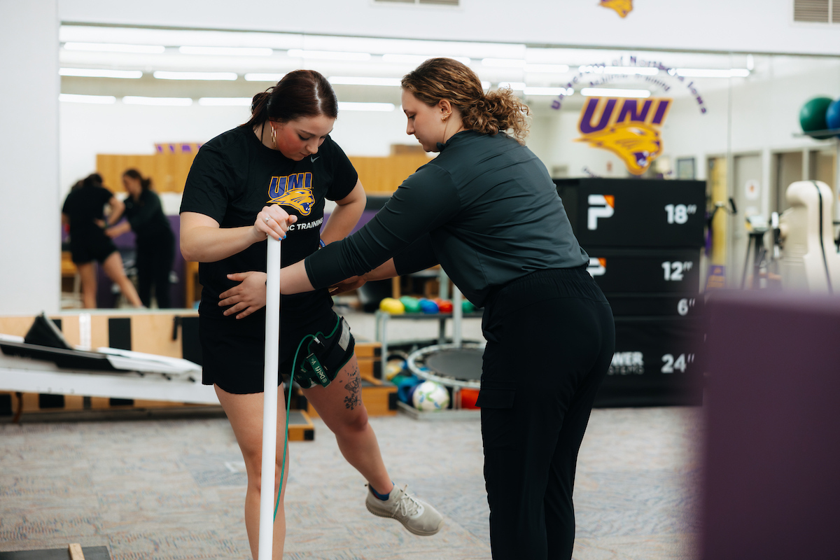 Athletic training student getting hands-on experience