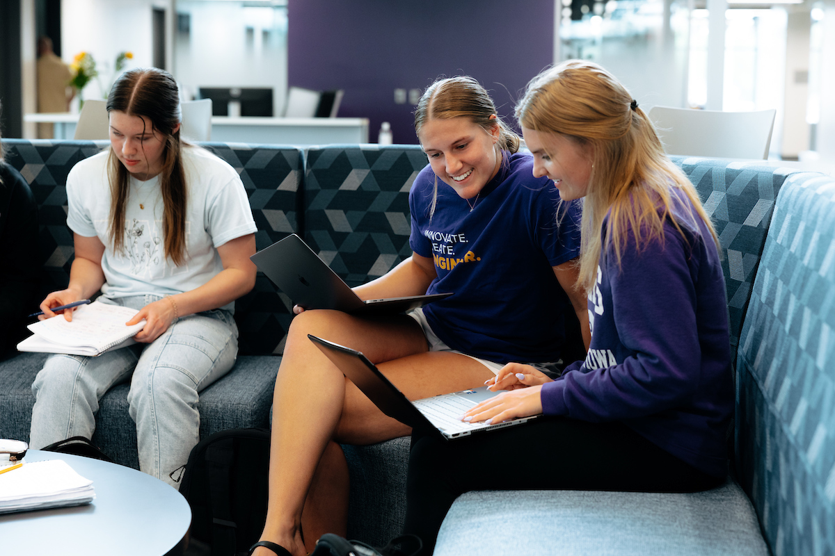 Students studying on campus