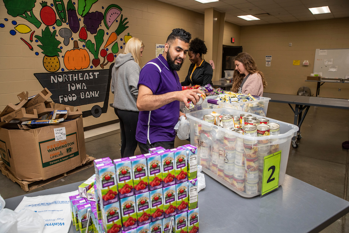 Students volunteering at the food bank