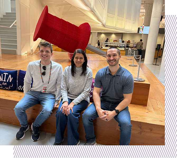 Cody Stirling at Pinterest headquarters with coworkers
