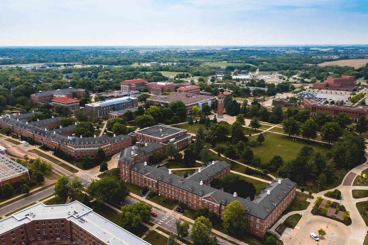 Aerial shot of UNI campus