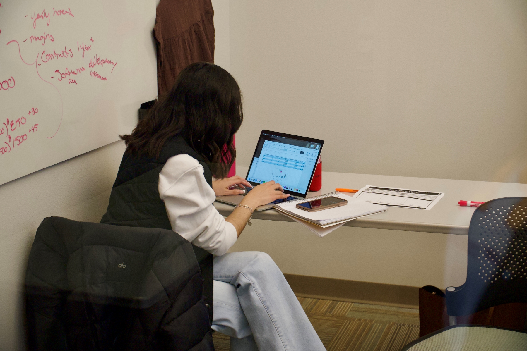 Student working on laptop
