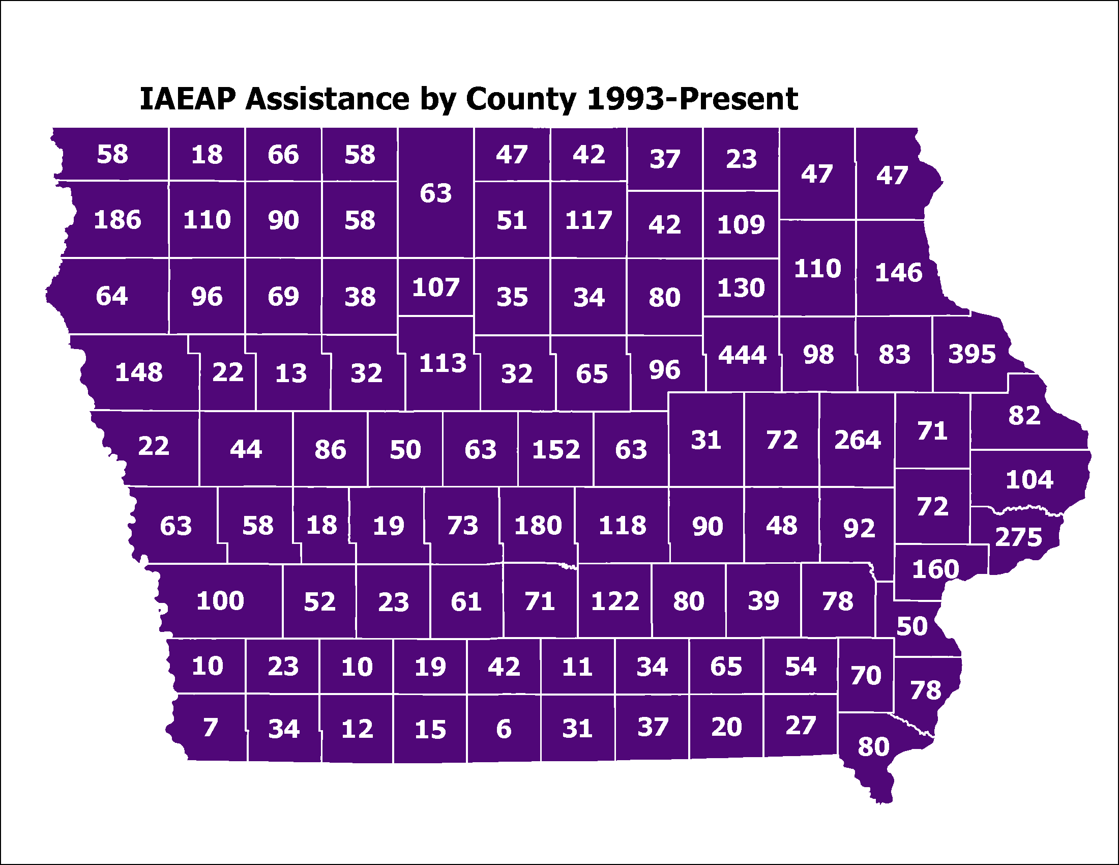 IAEAP Assistance by Iowa county 1993-present