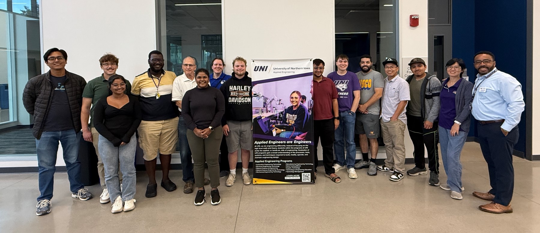 Engineering students in the Applied Engineering Building