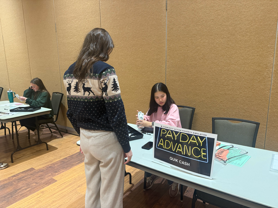 Students could go to the Payday Advance table to get cash.