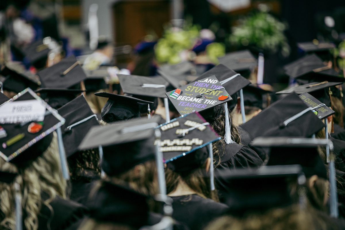 Graduation caps at UNI