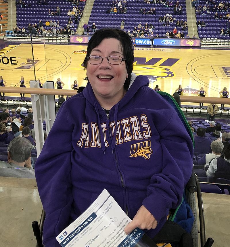 Nancy Witt at a UNI basketball game