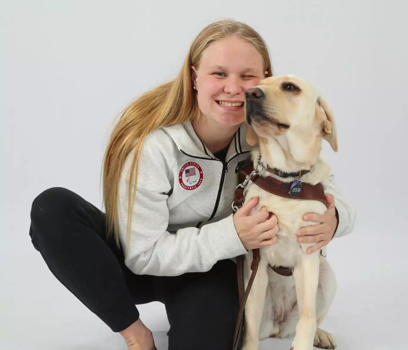 Olivia Chambers and guide dog Mahi