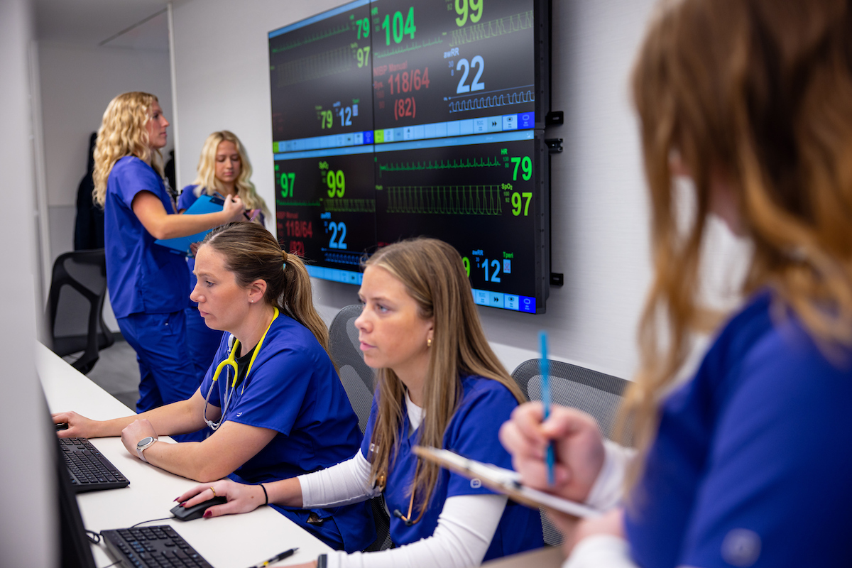Nursing students in nursing station