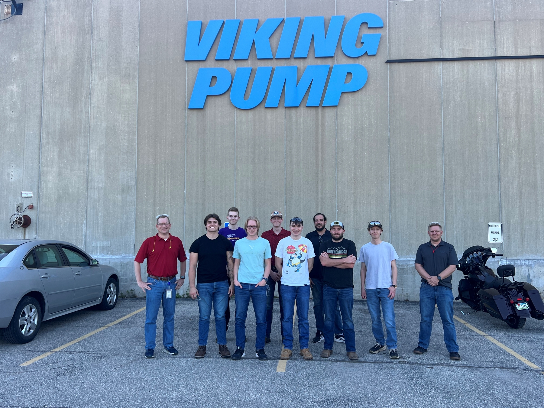 Students at Viking Pump for a tour