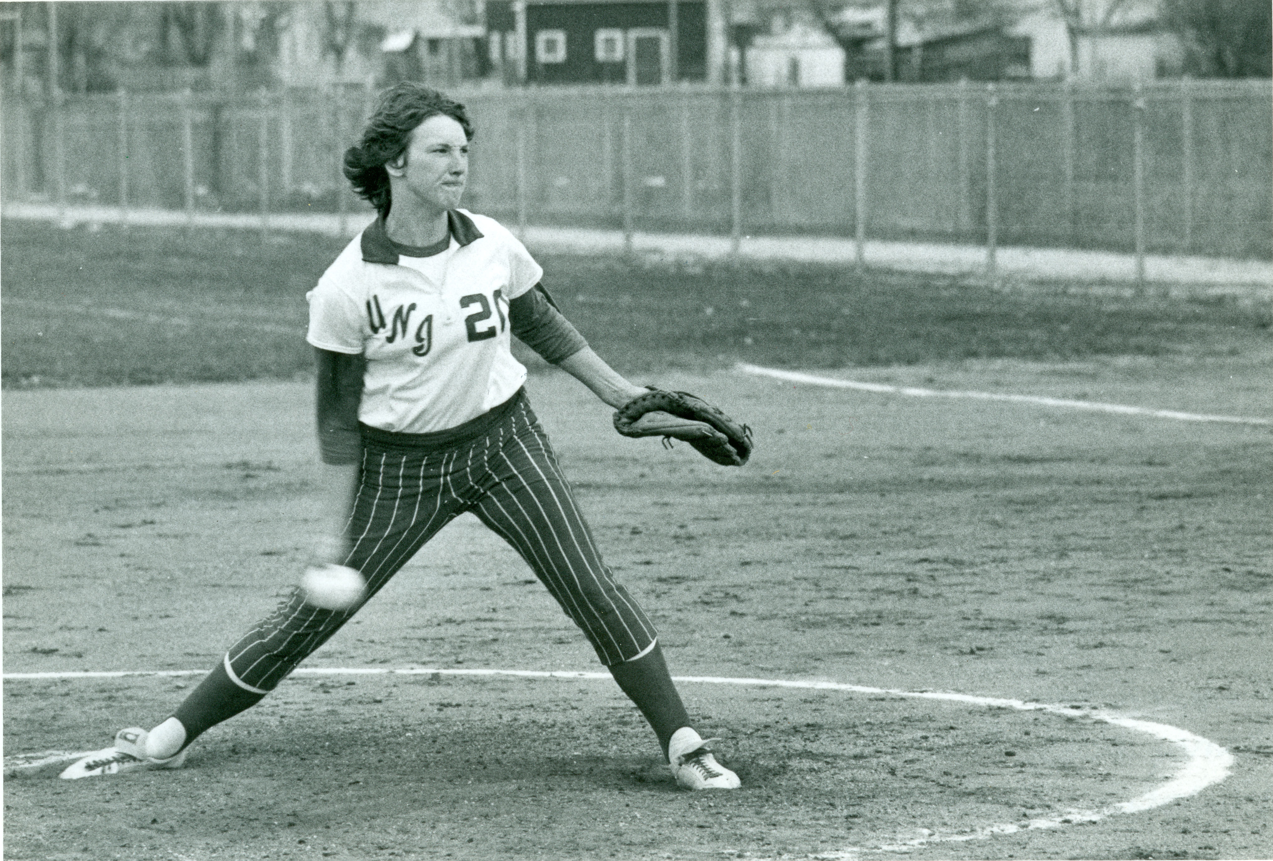 Stockman pitching at a home game.