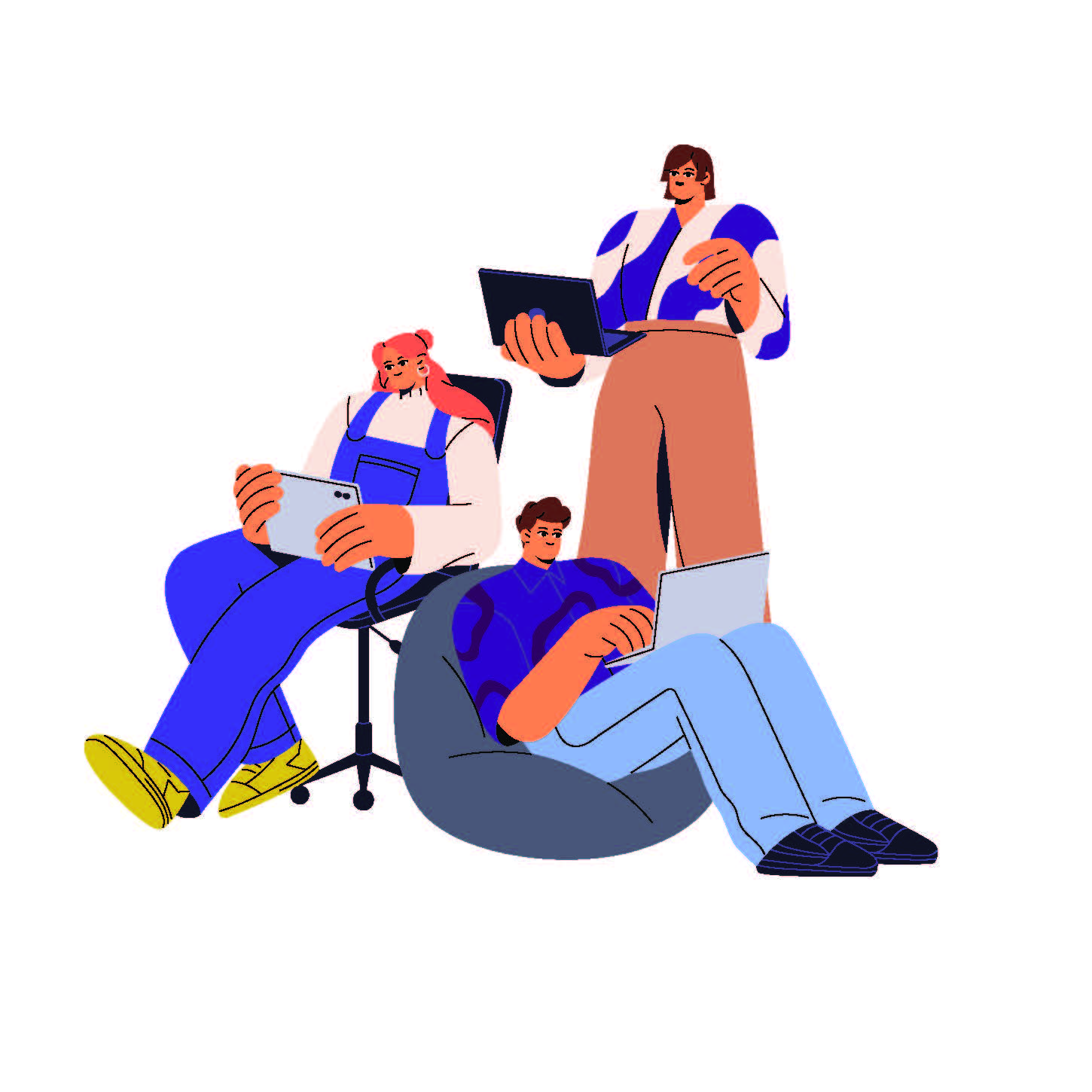 Illustration of students studying