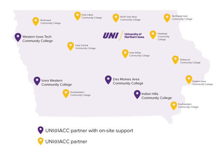 Map of Iowa community colleges