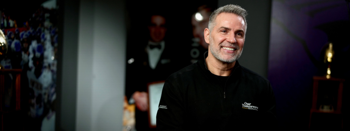 Kurt Warner at UNI's "Our Tomorrow" campaign. 