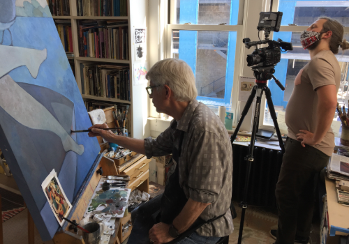 Gary Kelley painting on canvas.