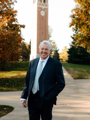 David Wilson in front of the Campanile.