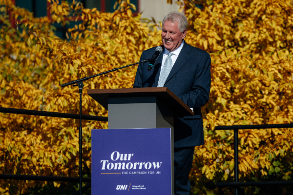 David Wilson speaking at the "Our Tomorrow" fundraiser. 