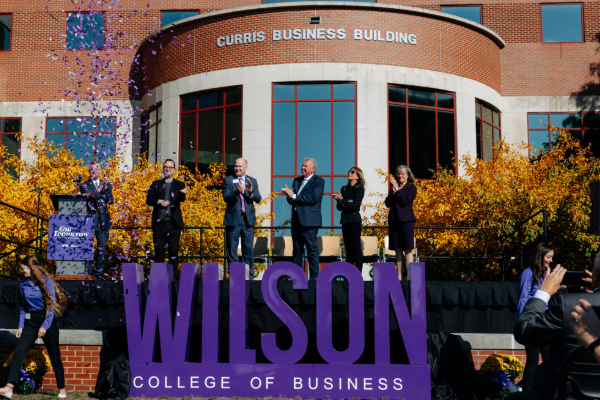 Wilson and others at the Wilson College of Business ceremony.