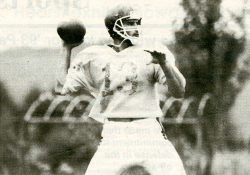 Kurt Warner throwing ball for UNI football. 