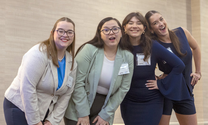 AAF UNI pitch team prepares to deliver the team’s campaign presentation to judges at the competition.