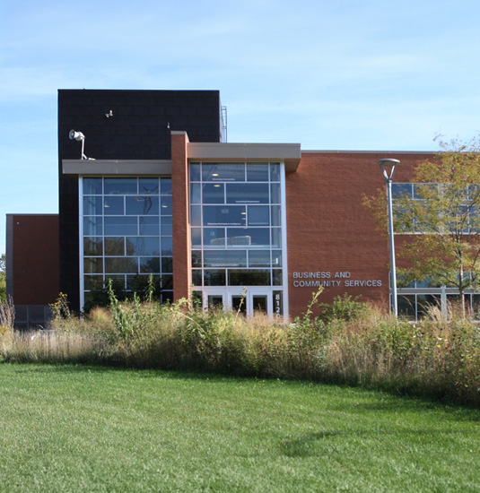 Exterior photo of Business and Community Services Building