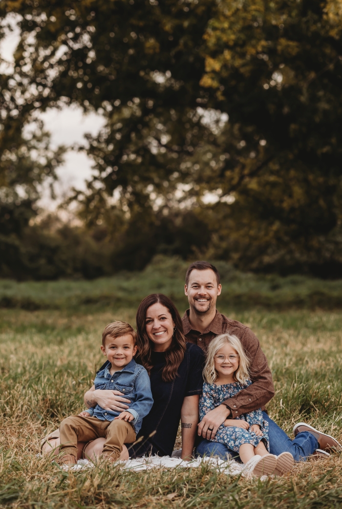 Couple with two children
