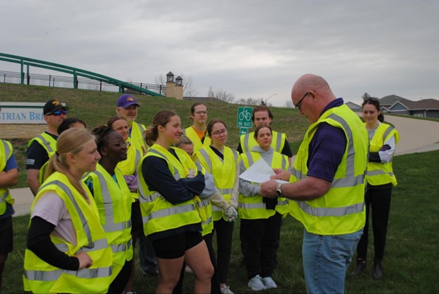 Students getting cleanup instructions