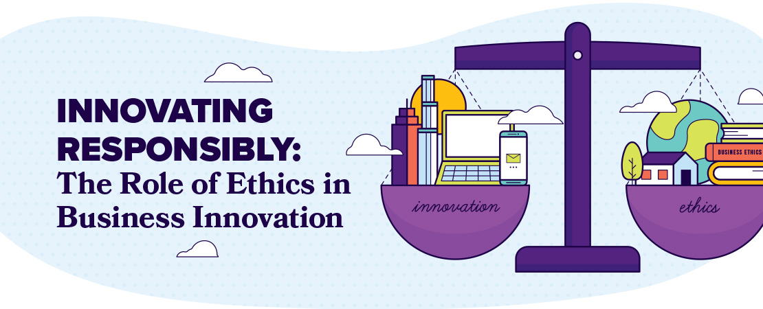 Illustration of a balancing innovation and ethics