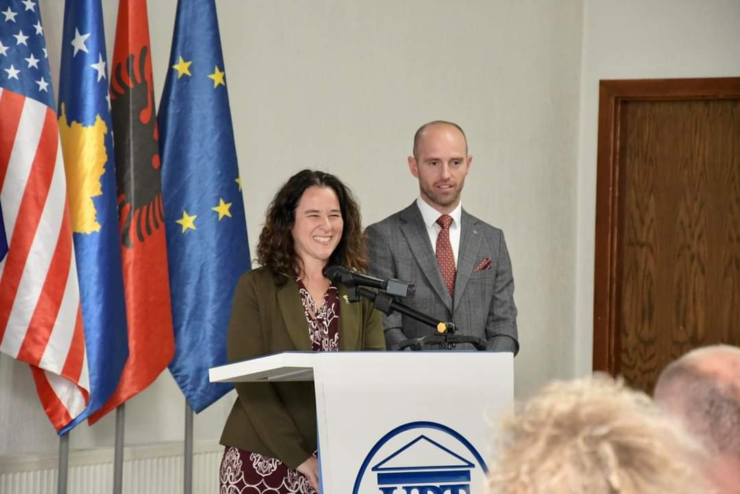 Kristi Marchesani speaking in Kosovo